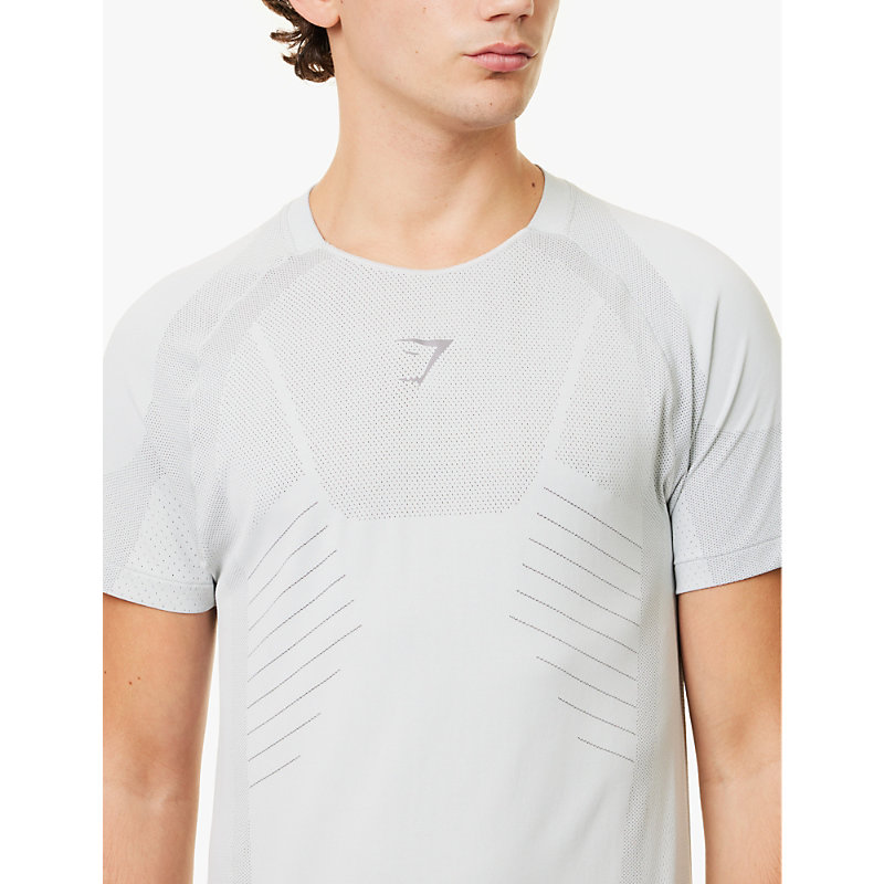 Mens Gs Lght Gry/gs Med Grey Apex Seamless Brand Print Woven Slim Fit T-shirt 