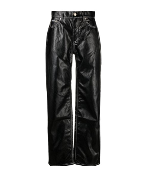 High-waist faux-leather trousers