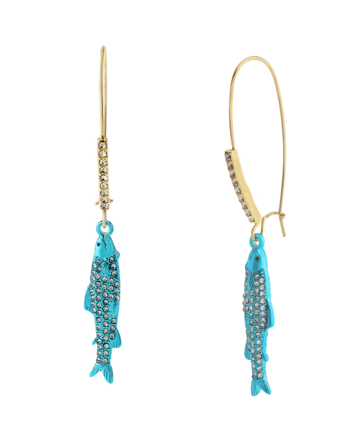 Faux Stone Girl Dinner Sardines Dangle Earrings - Blue/Gold