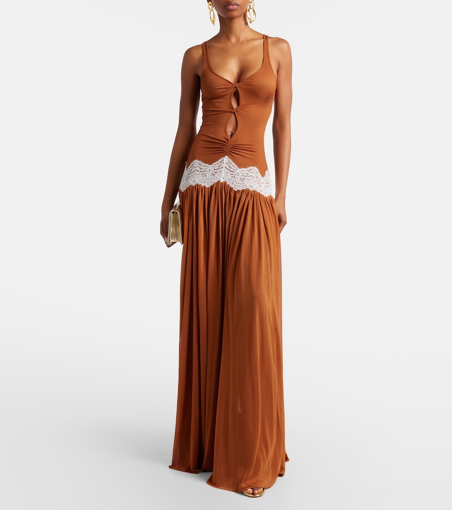 Cutout lace-trimmed gown