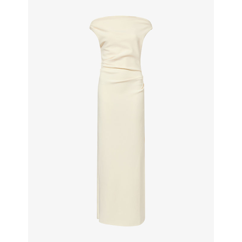 Womens Leora Asymmetric Bonded-Crepe Maxi Dress