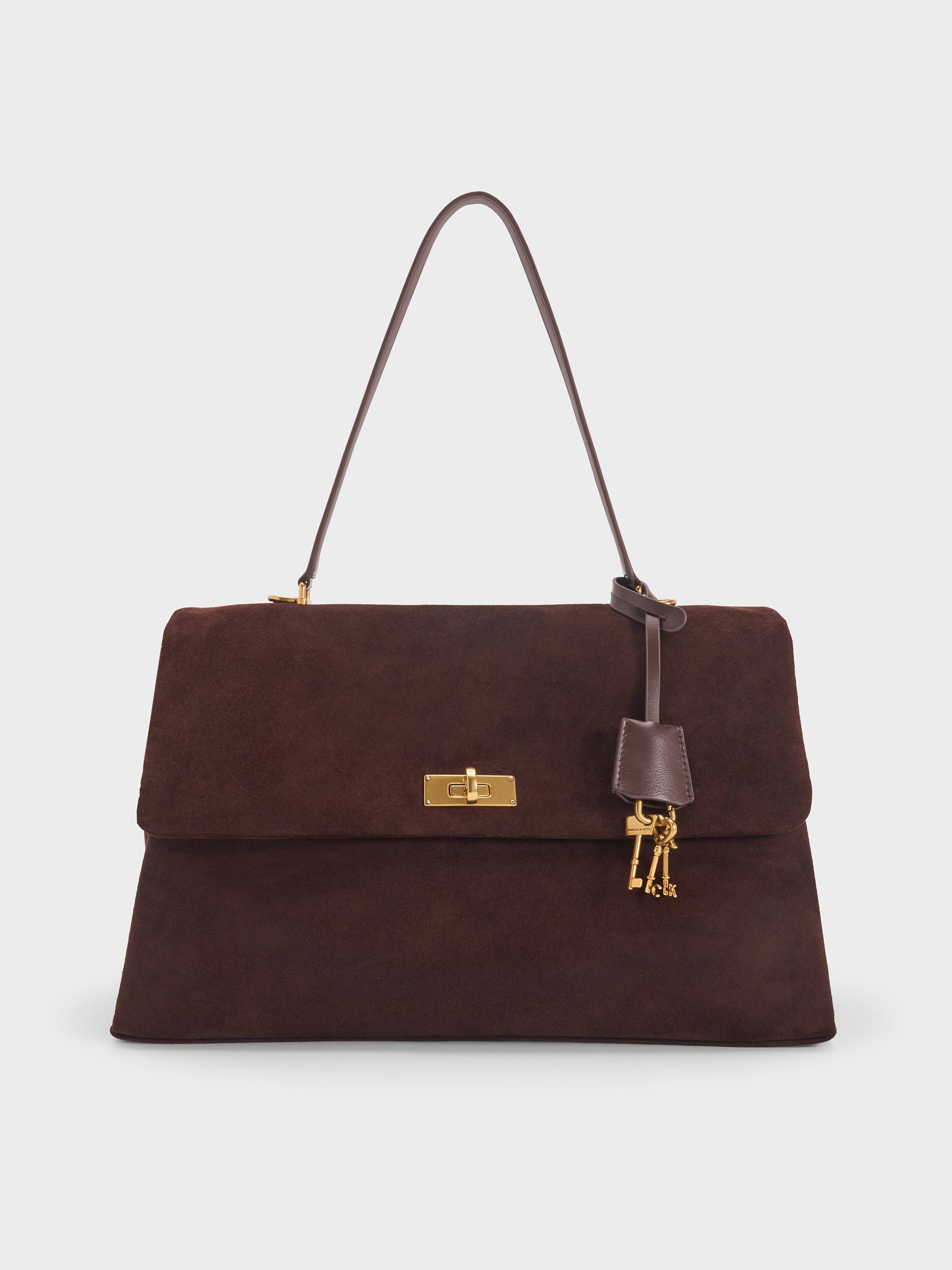 Charles & Keith - Kerry Recycled Suede Top Handle Satchel Bag