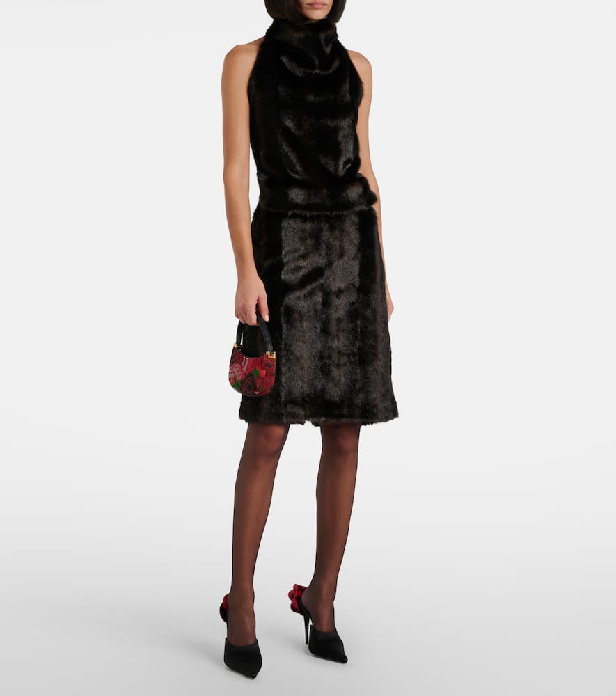 Faux fur midi skirt