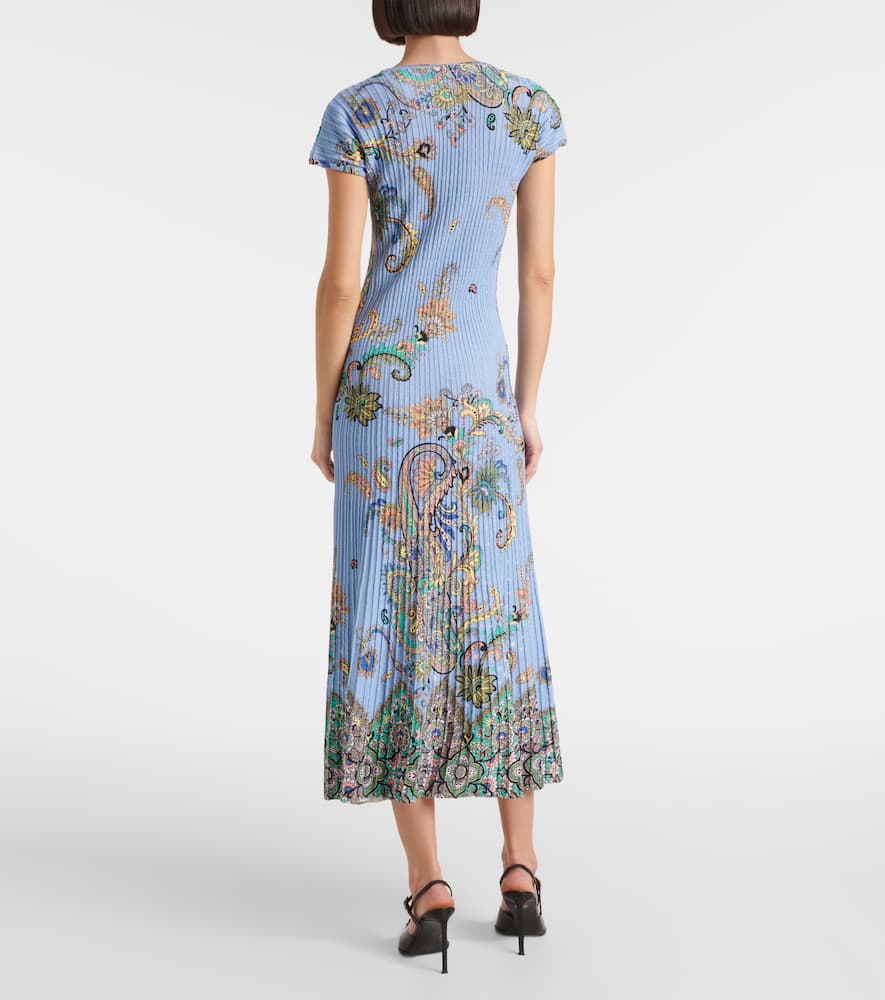 Printed cotton-blend midi dress