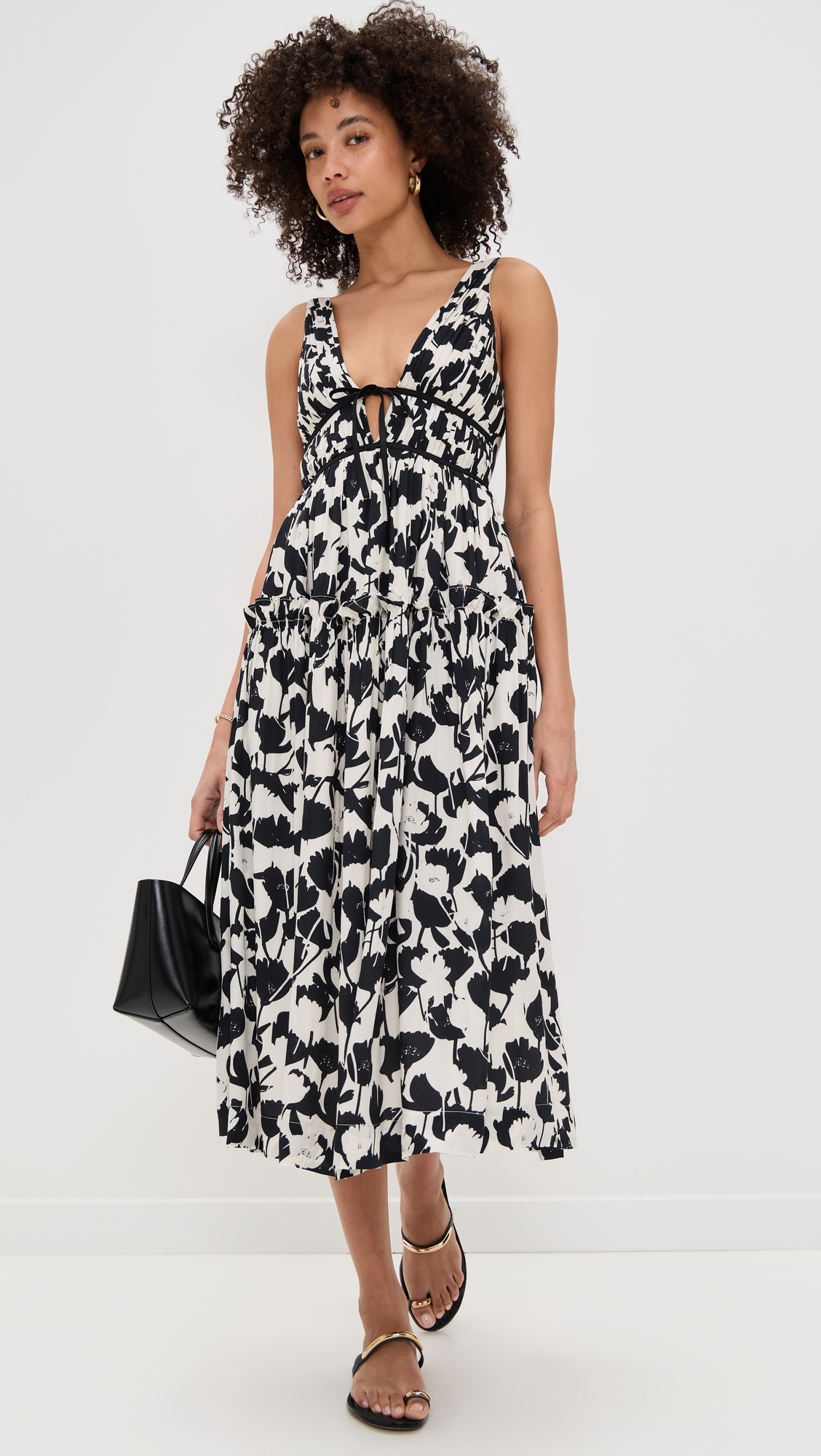 En Saison Laurel Midi Dress Ivory Black