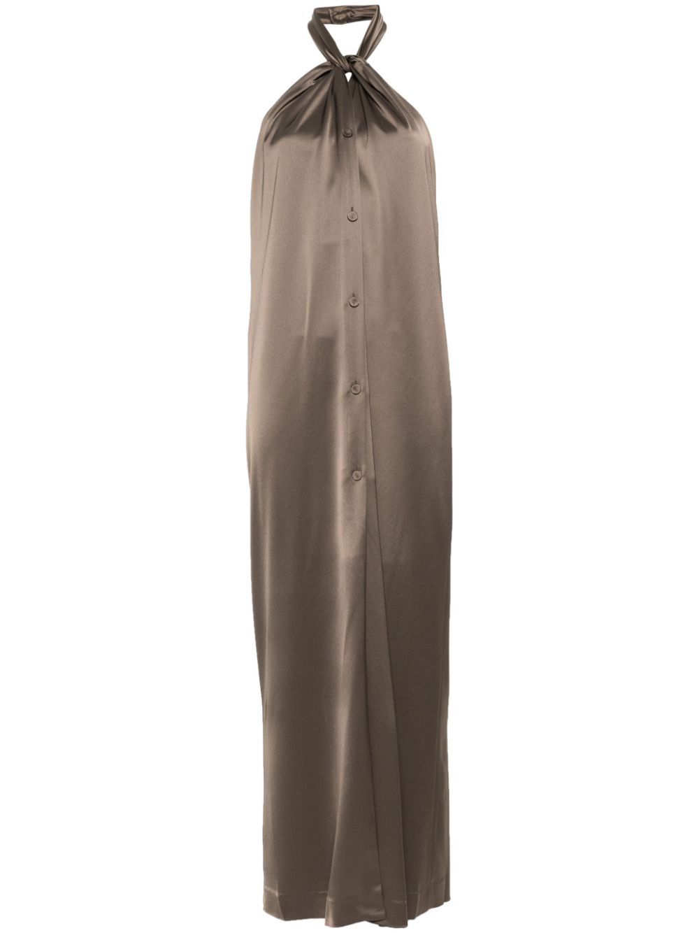 Elima satin halterneck dress - Brown