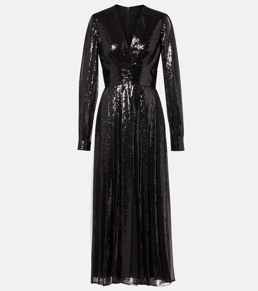 Sequined tulle maxi dress