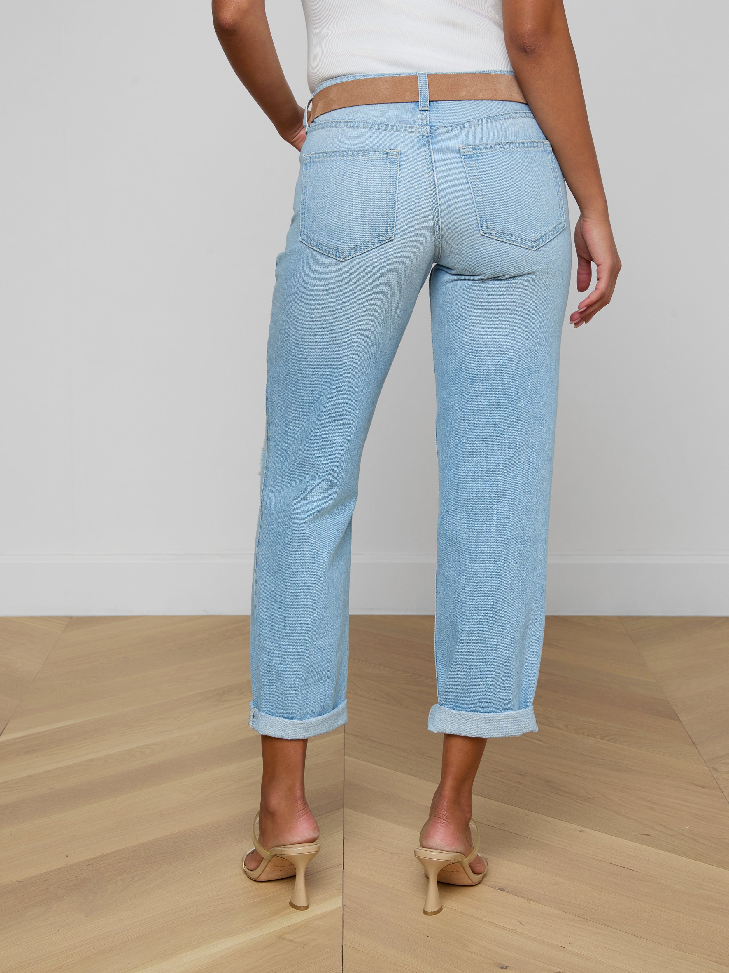 Nevia Slouchy Straight-Leg Jean In Brea Destruct