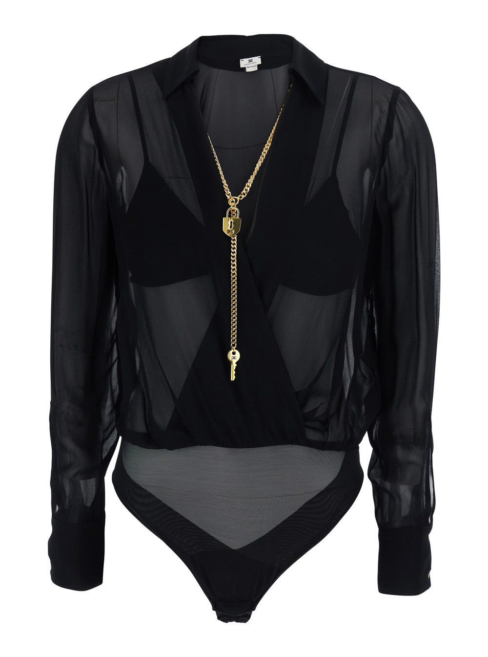 Viscose Georgette V-Neck Blouse — Black