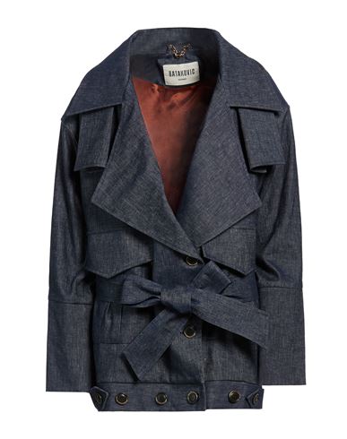 Woman Denim outerwear Blue Size S Linen, Cotton, Elastane