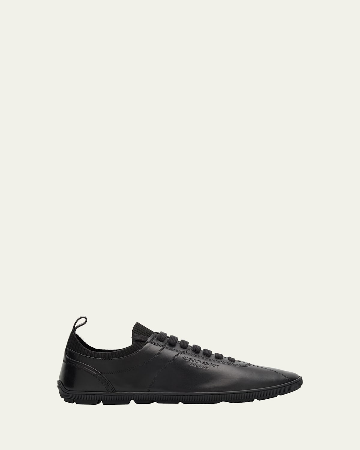 Men's Leather Tonal Knit Low-Top Sneakers