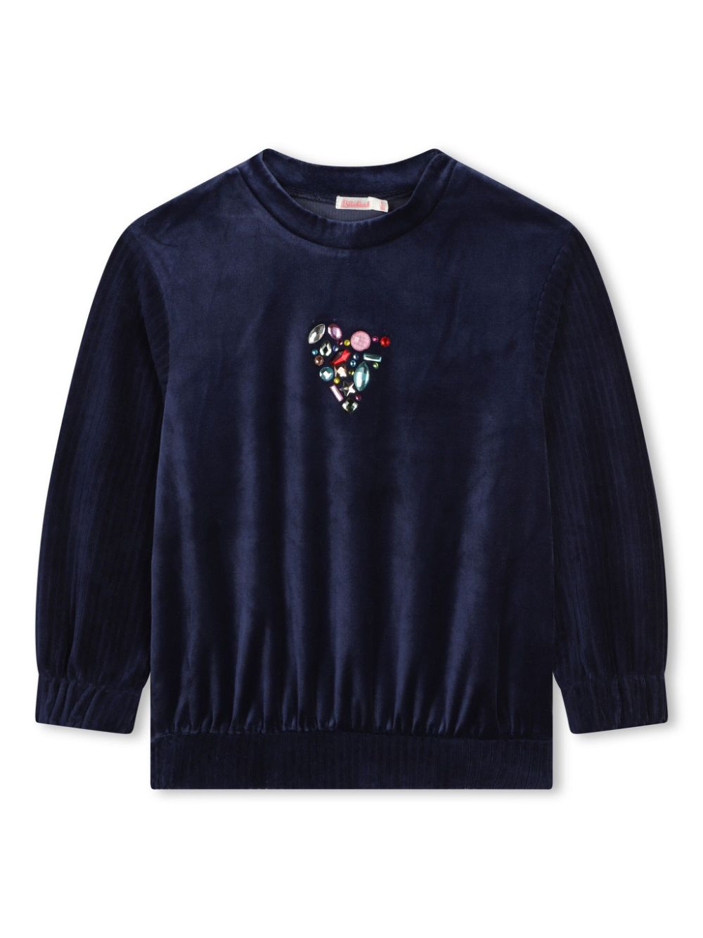Stud-embellished velvet sweatshirt - Blue