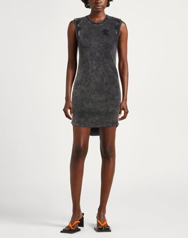 Woman Mini dress Black Size L Cotton, Elastane