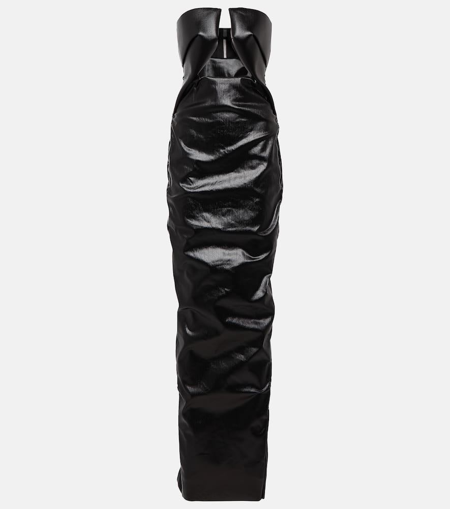 Prong cutout coated denim gown