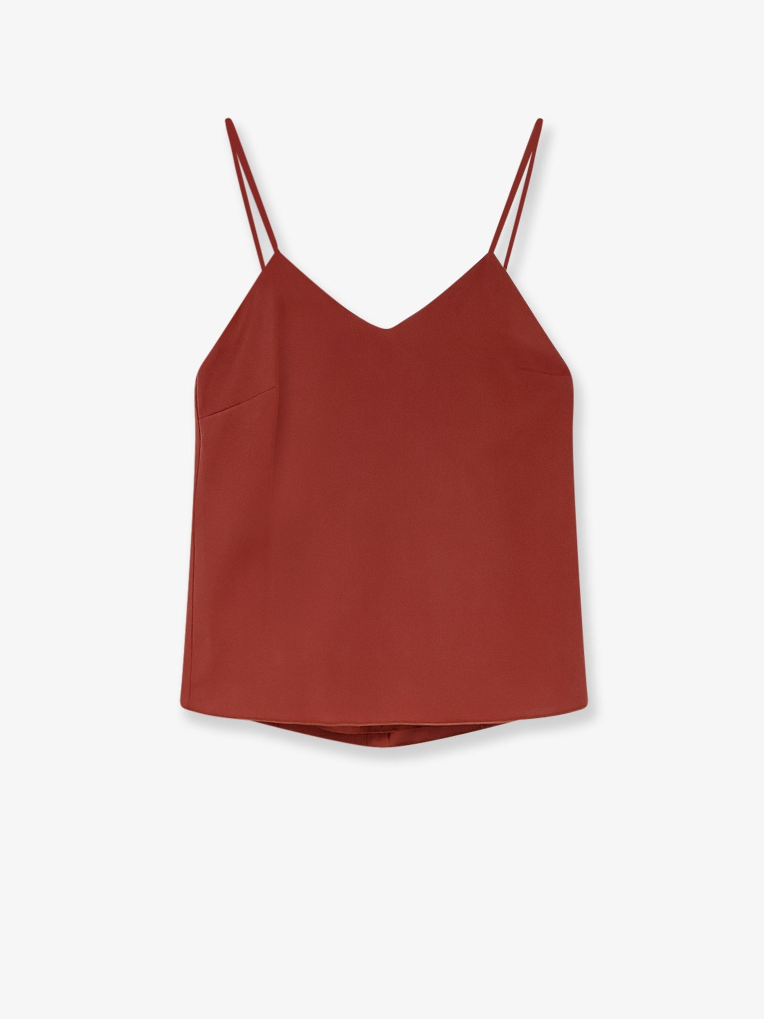 Silk V-Neck Tank Top — Red