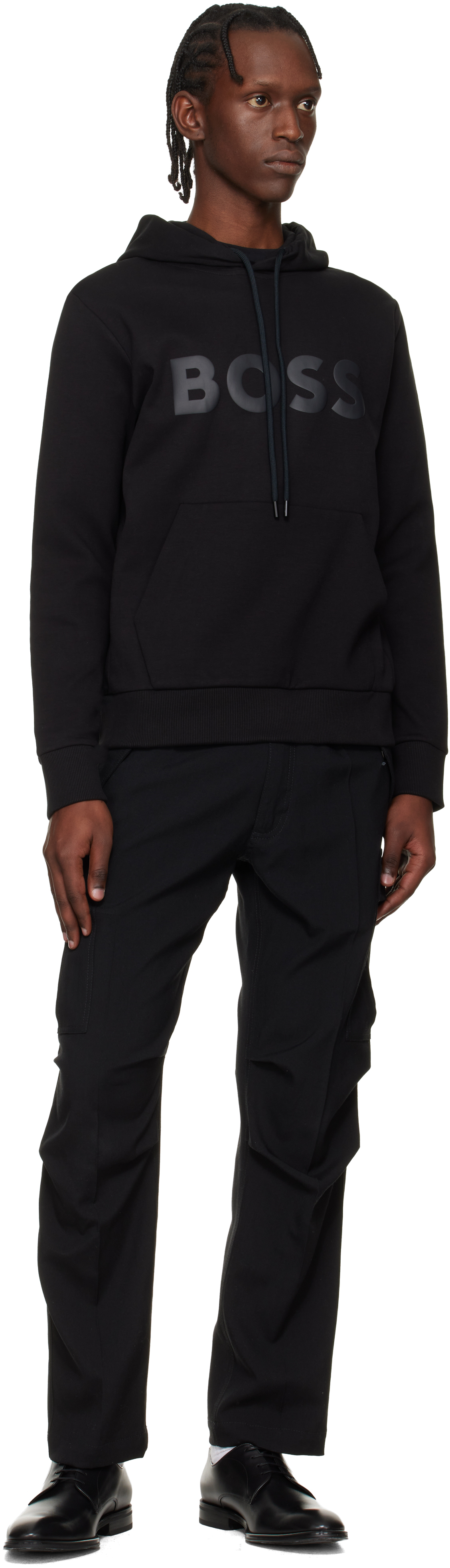 Black Printed-Logo Hoodie