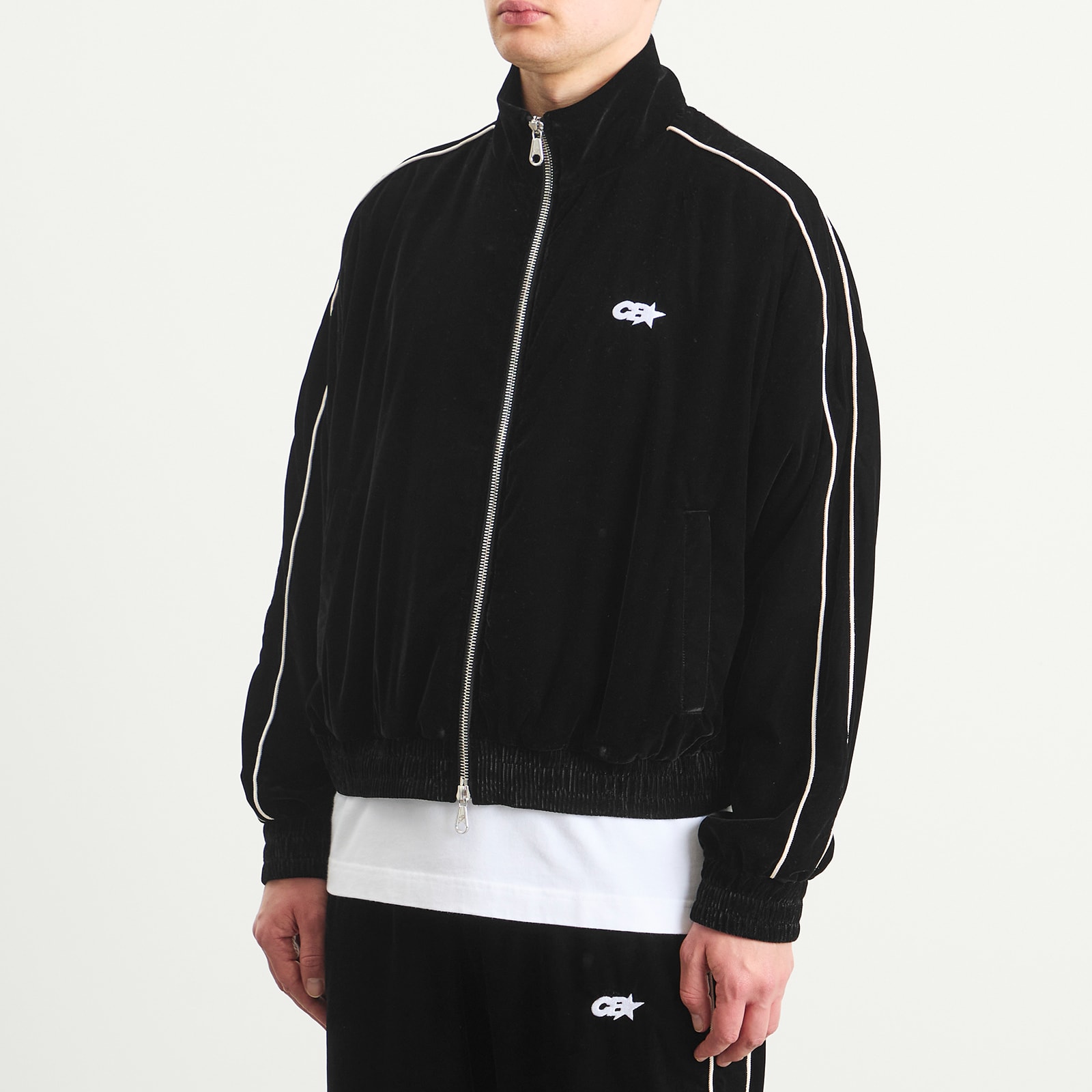 Men's Velour Track Jacket Black