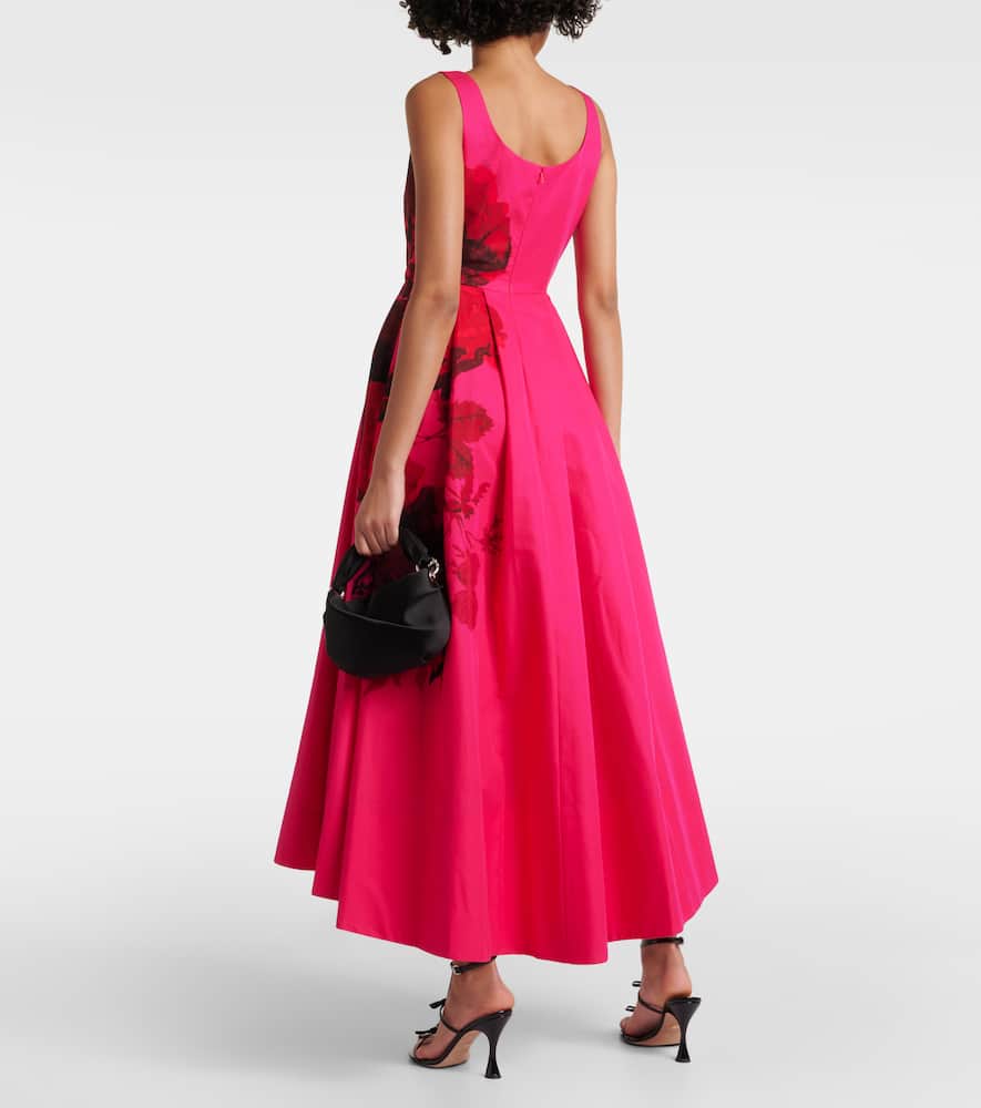 Floral cotton faille maxi dress