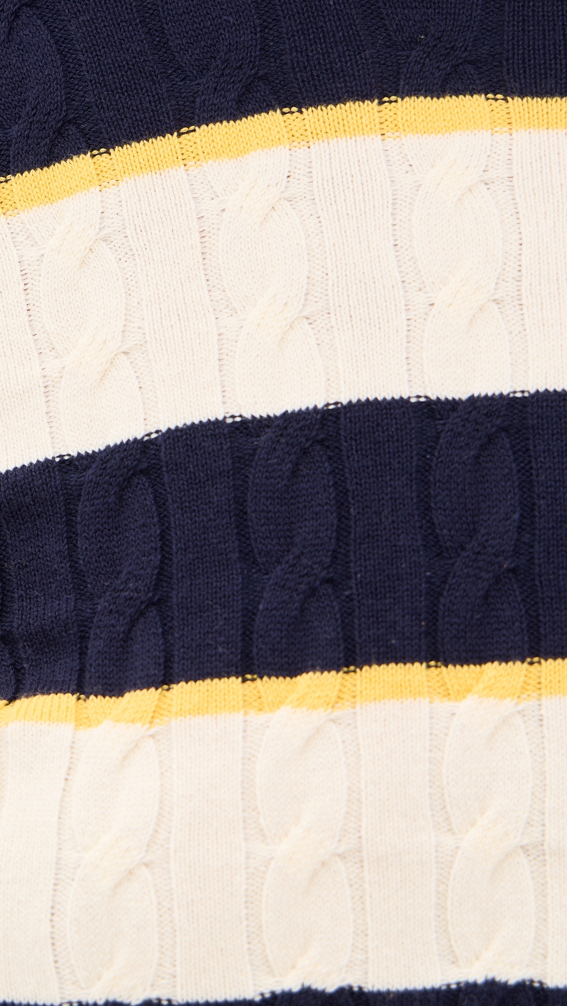 Cable Knit Pullover Ivory/Navy/Yellow