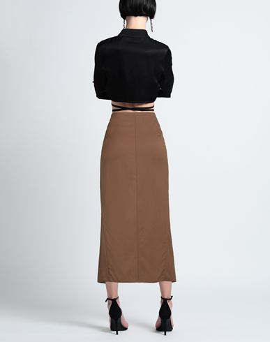 Woman Maxi skirt Brown Size 4 Polyester, Virgin Wool, Elastane