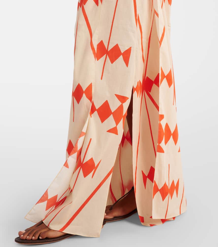 Printed cotton poplin midi dress