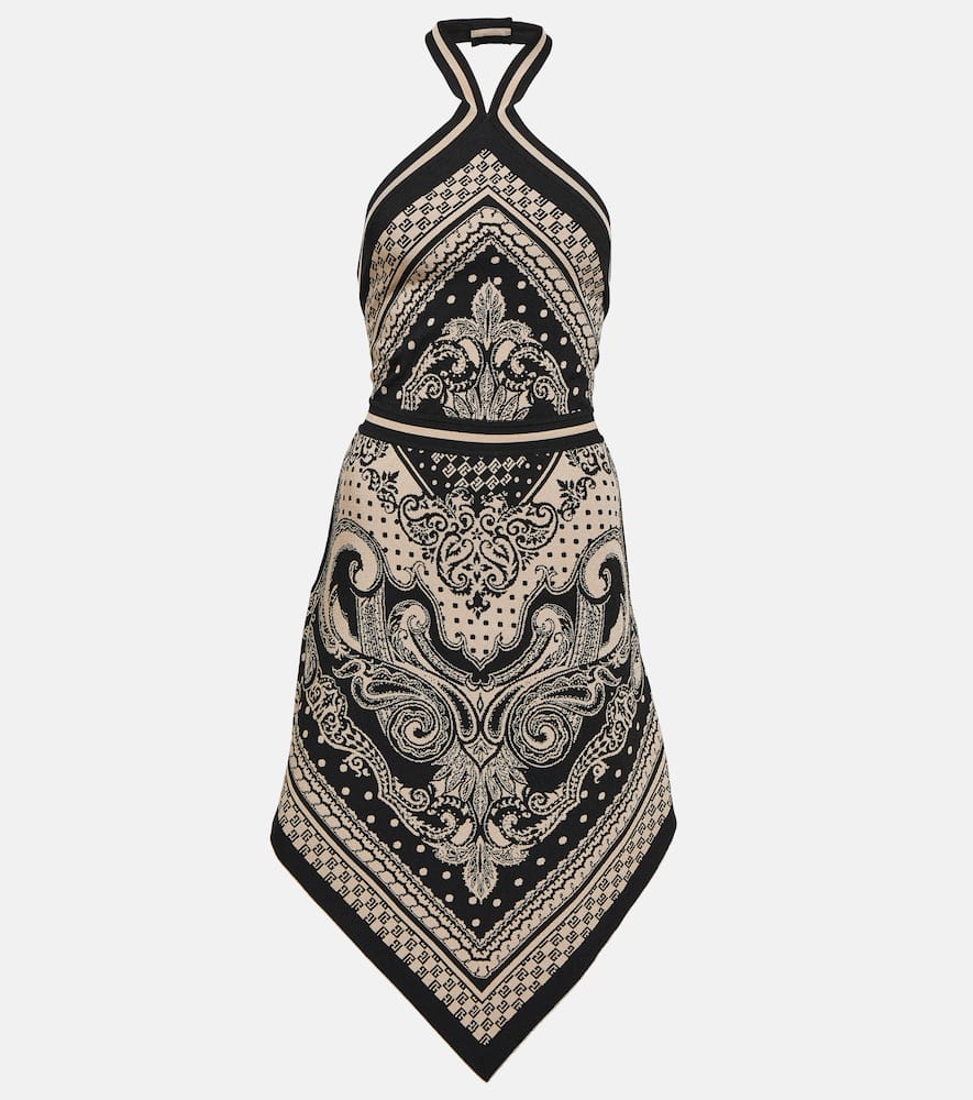 Paisley jacquard halterneck midi dress
