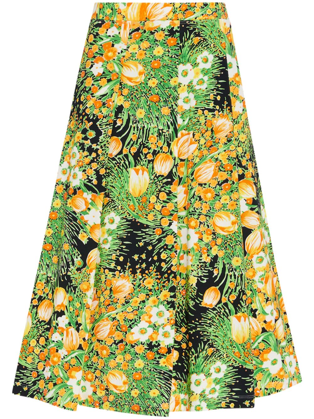 Pleated midi skirt - Green