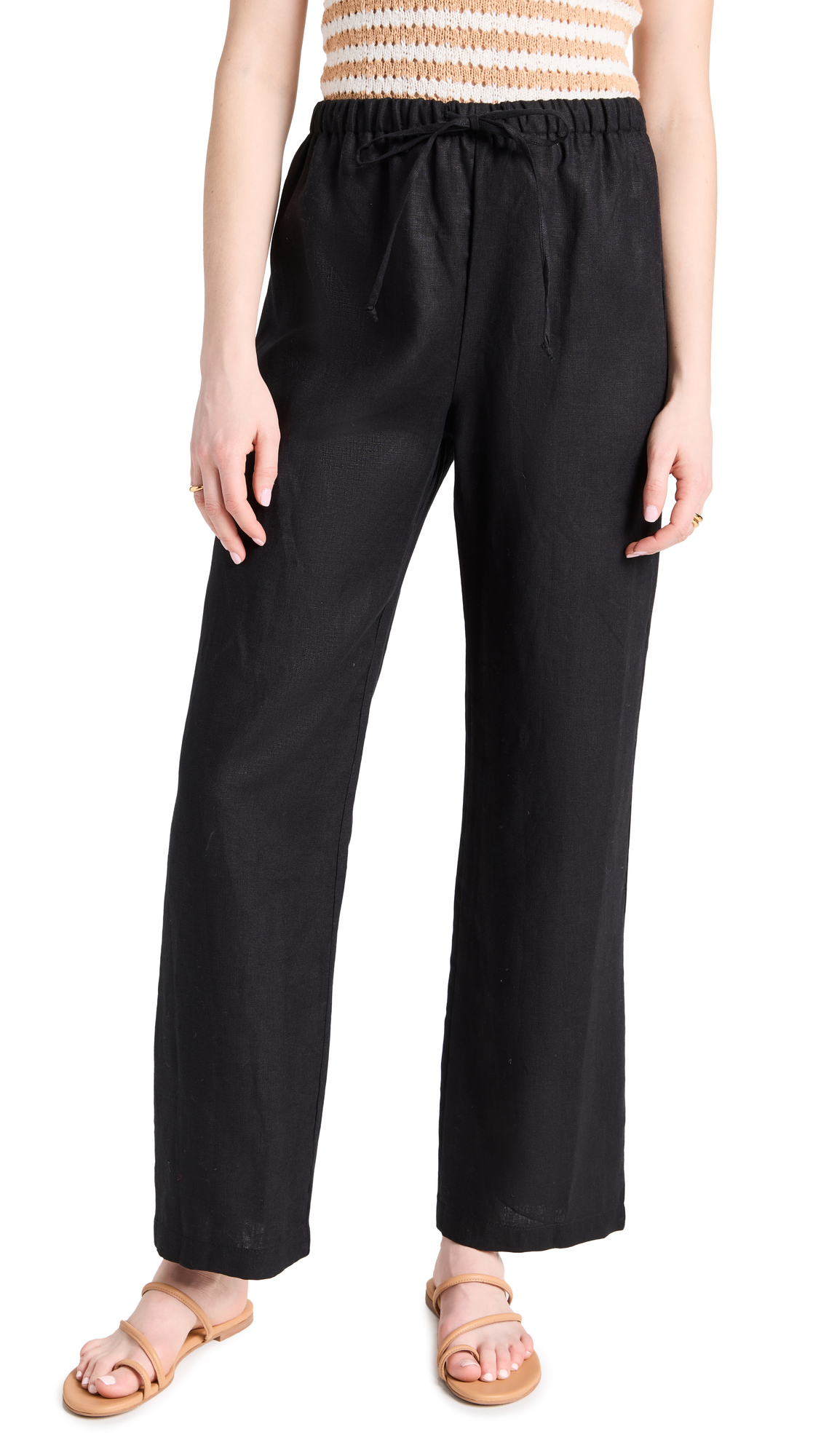 Olina Mid-Rise Linen Pants