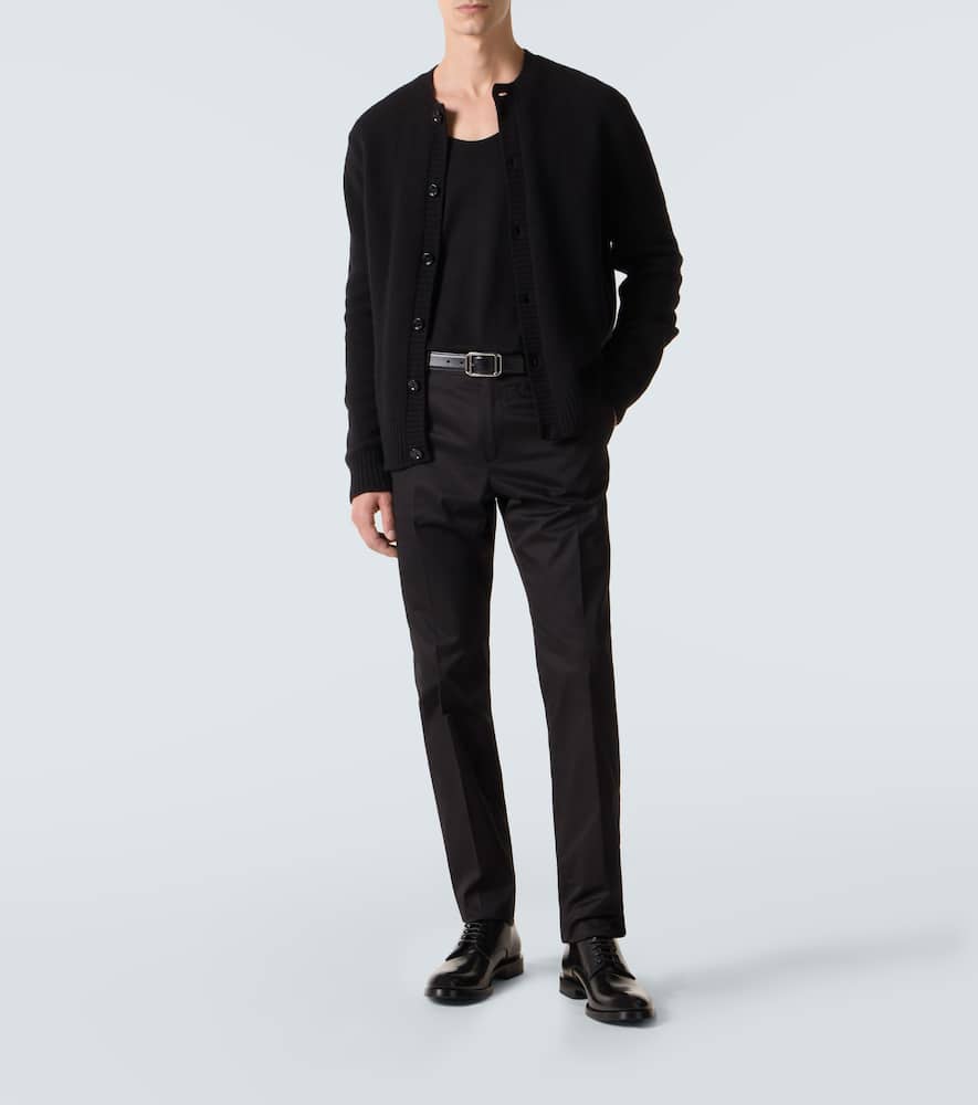 Cotton-blend slim pants