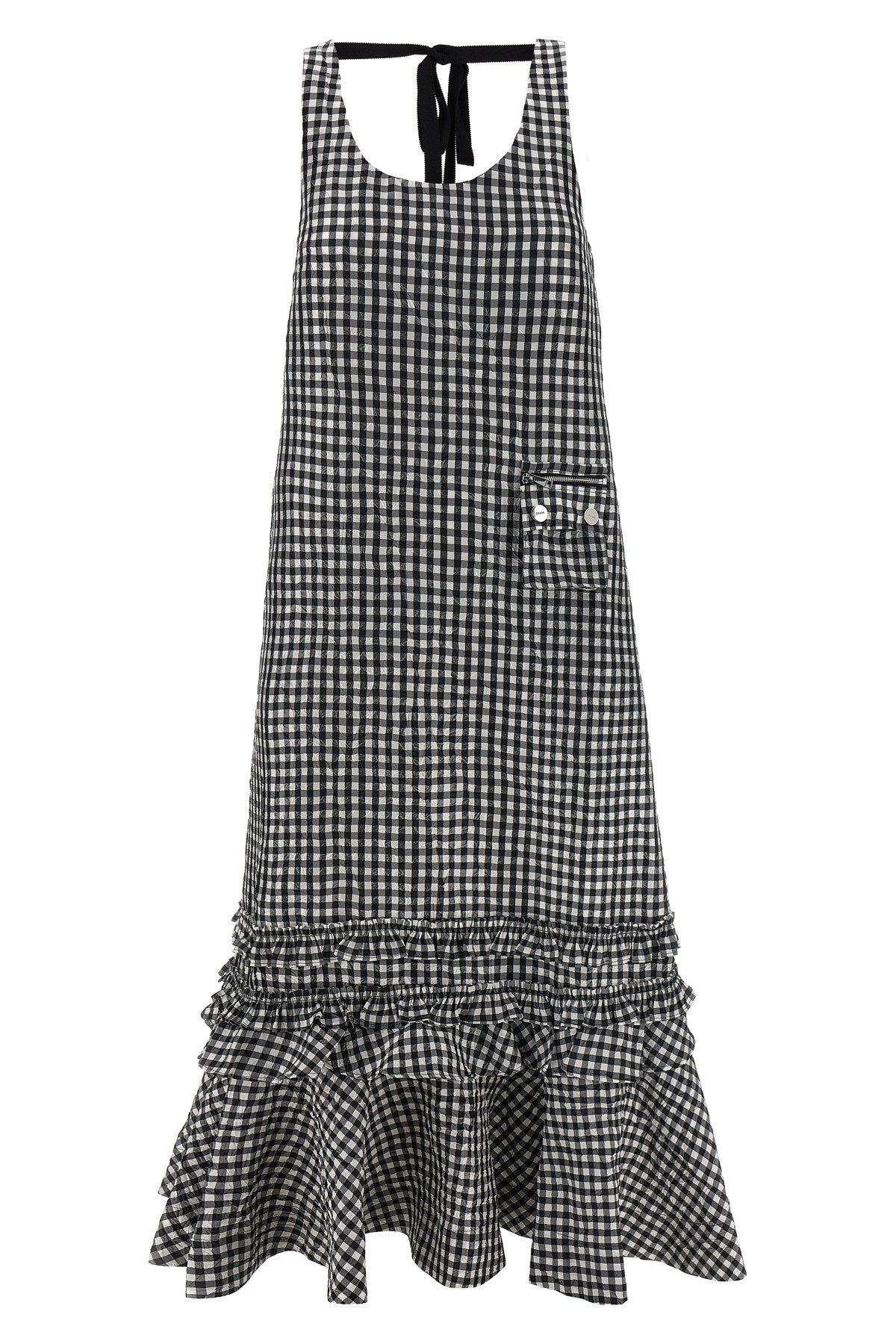 'Crinkled Check Long' Dress