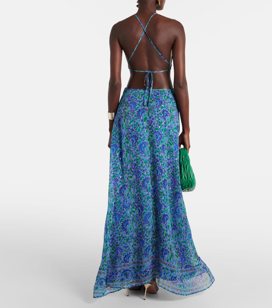 Rixo Lenny printed cutout maxi dress