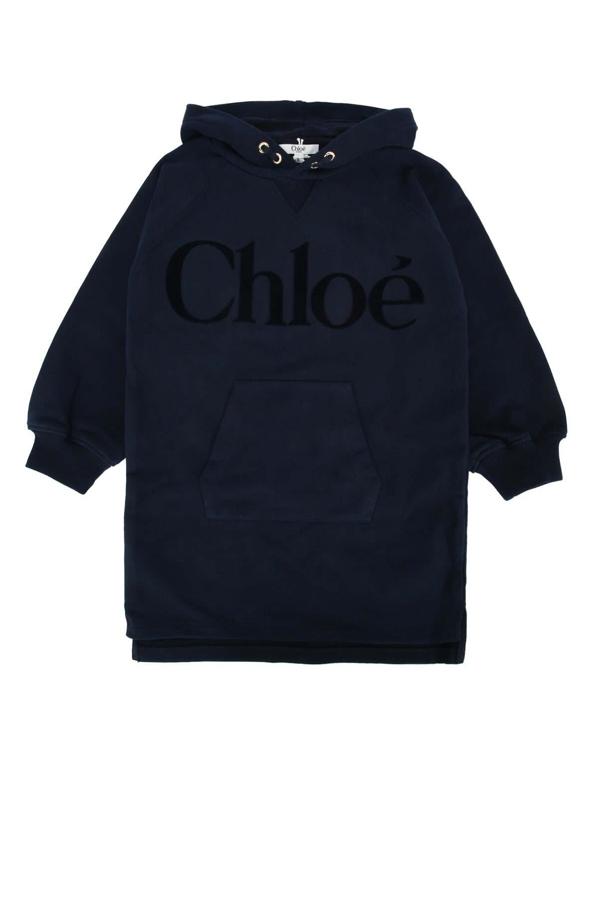 Logo-Embroidered Hoodie Dress — Navy