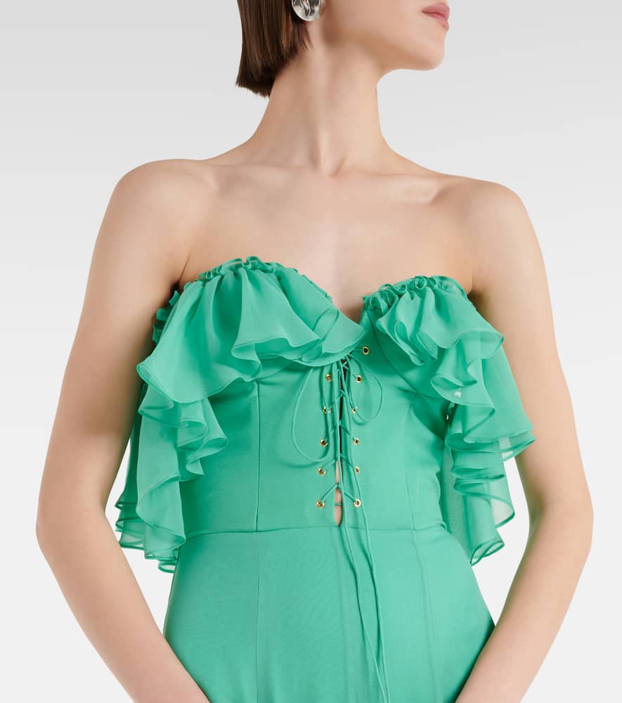 Off-shoulder corset silk gown
