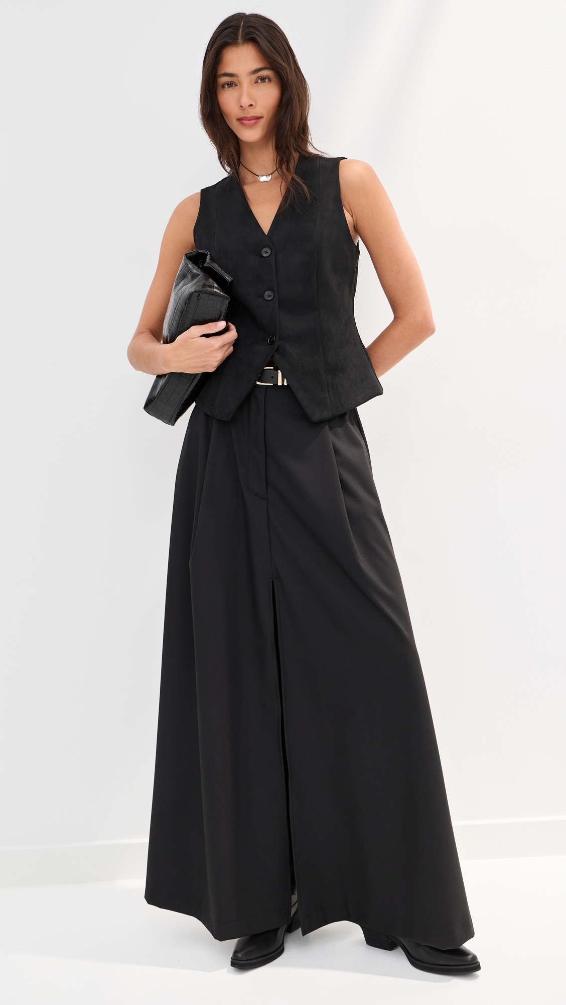 Lottie Faux Suede Vest Black
