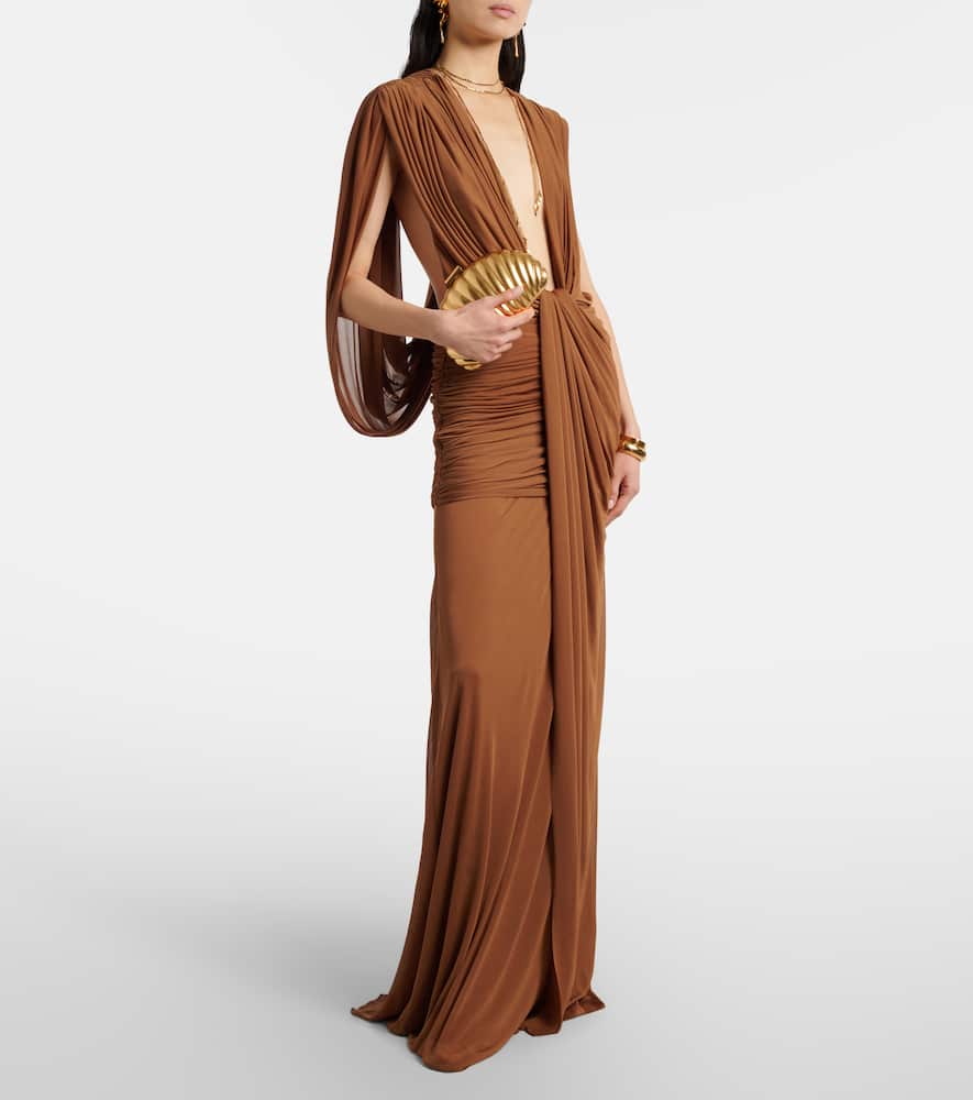 Ripple draped jersey gown