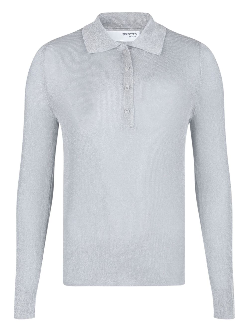 Selected Femme metallic polo top - Grey