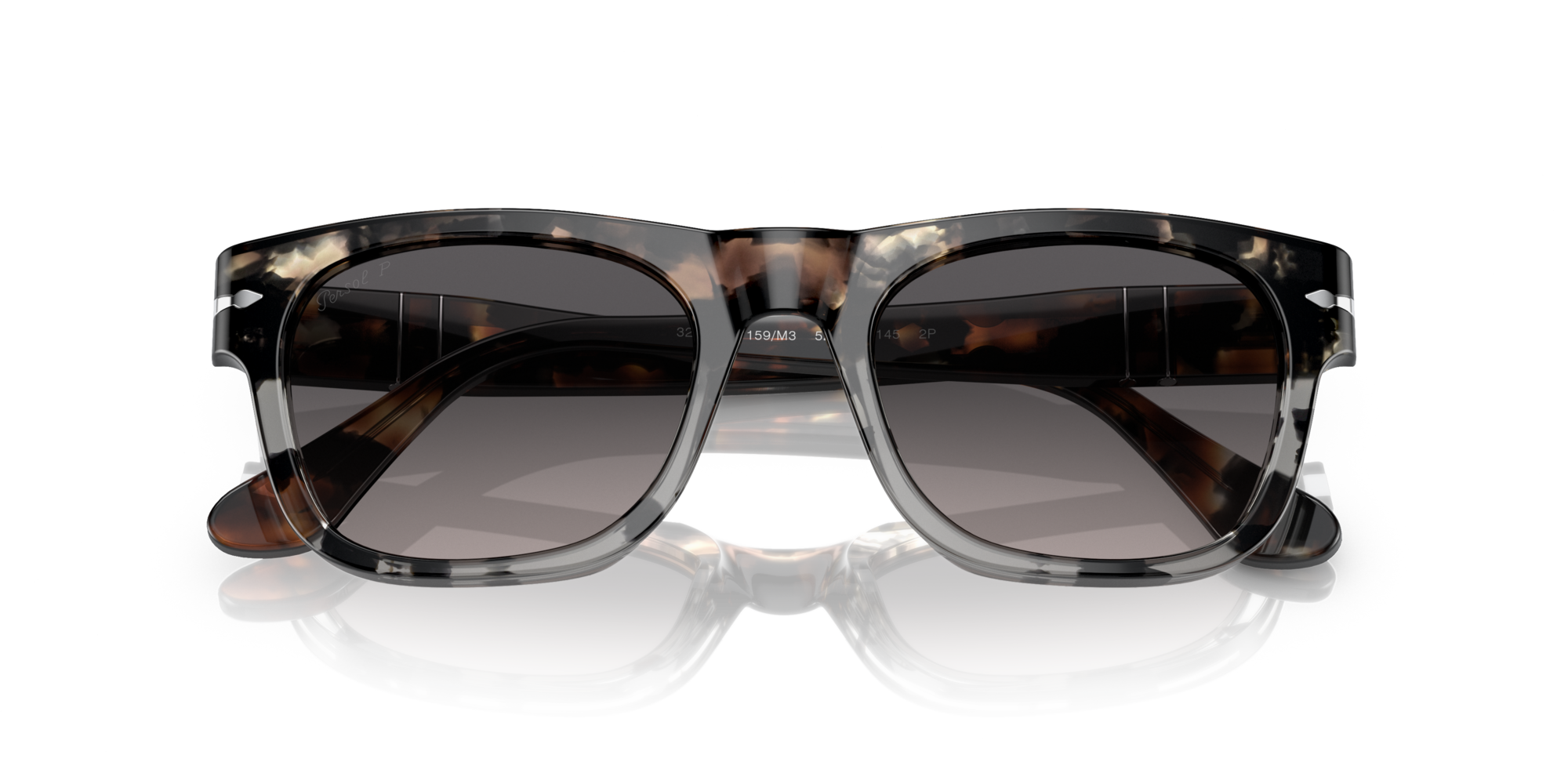 Persol Unisex Persol PO3269S 1159M3 Sunglasses Plastic Turtle Grey Squared Polarized Shaded