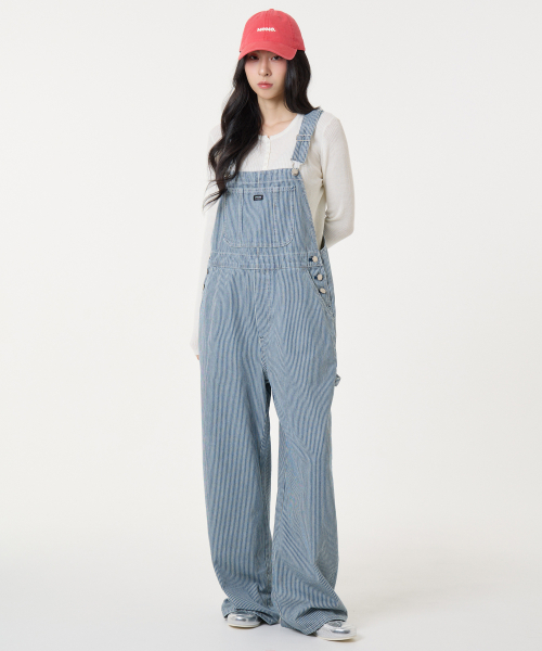 Striped oversized overalls blue
