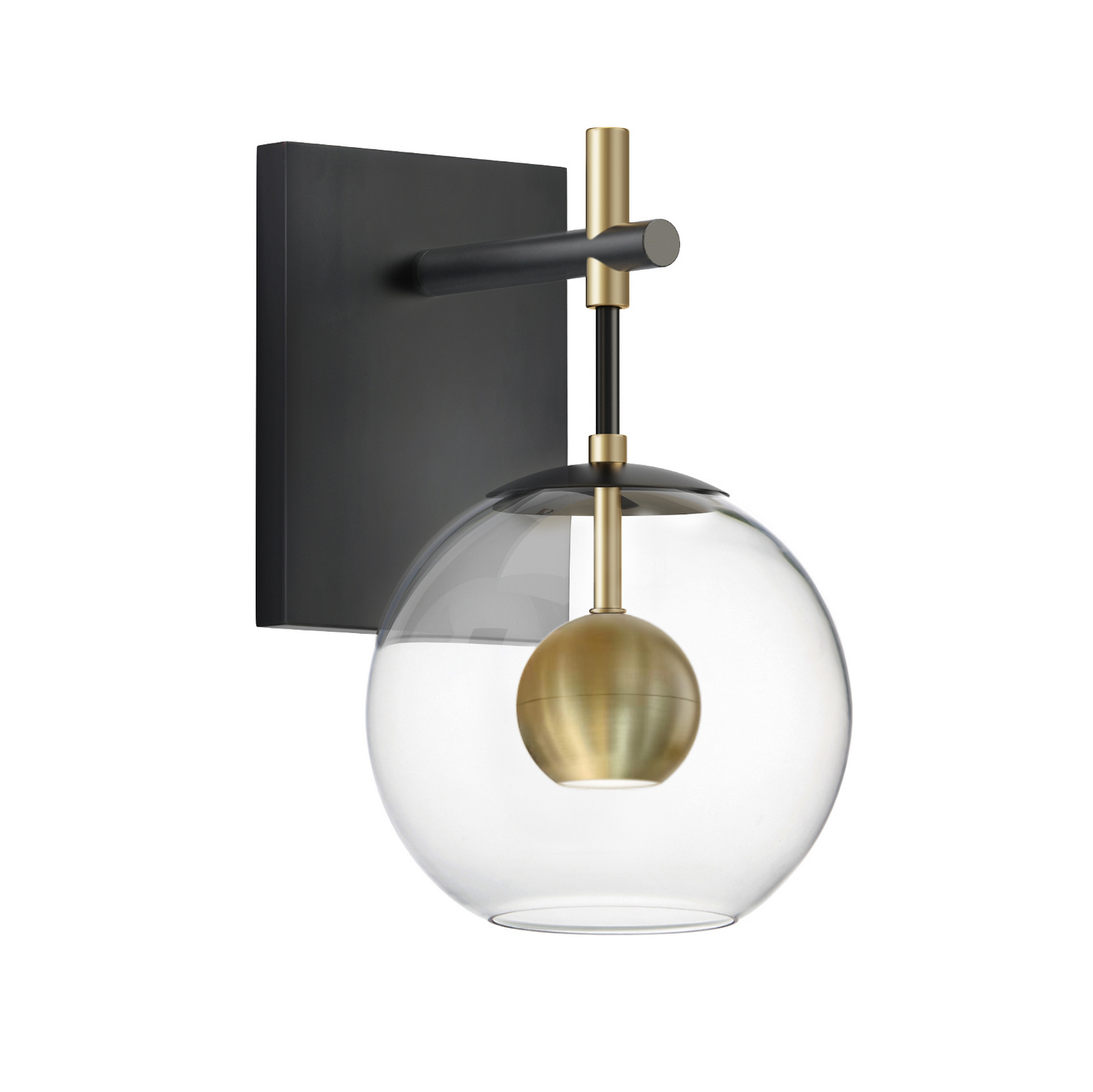 Nucleus 1-Light LED Wall Sconce in Black with Natural Aged Bra