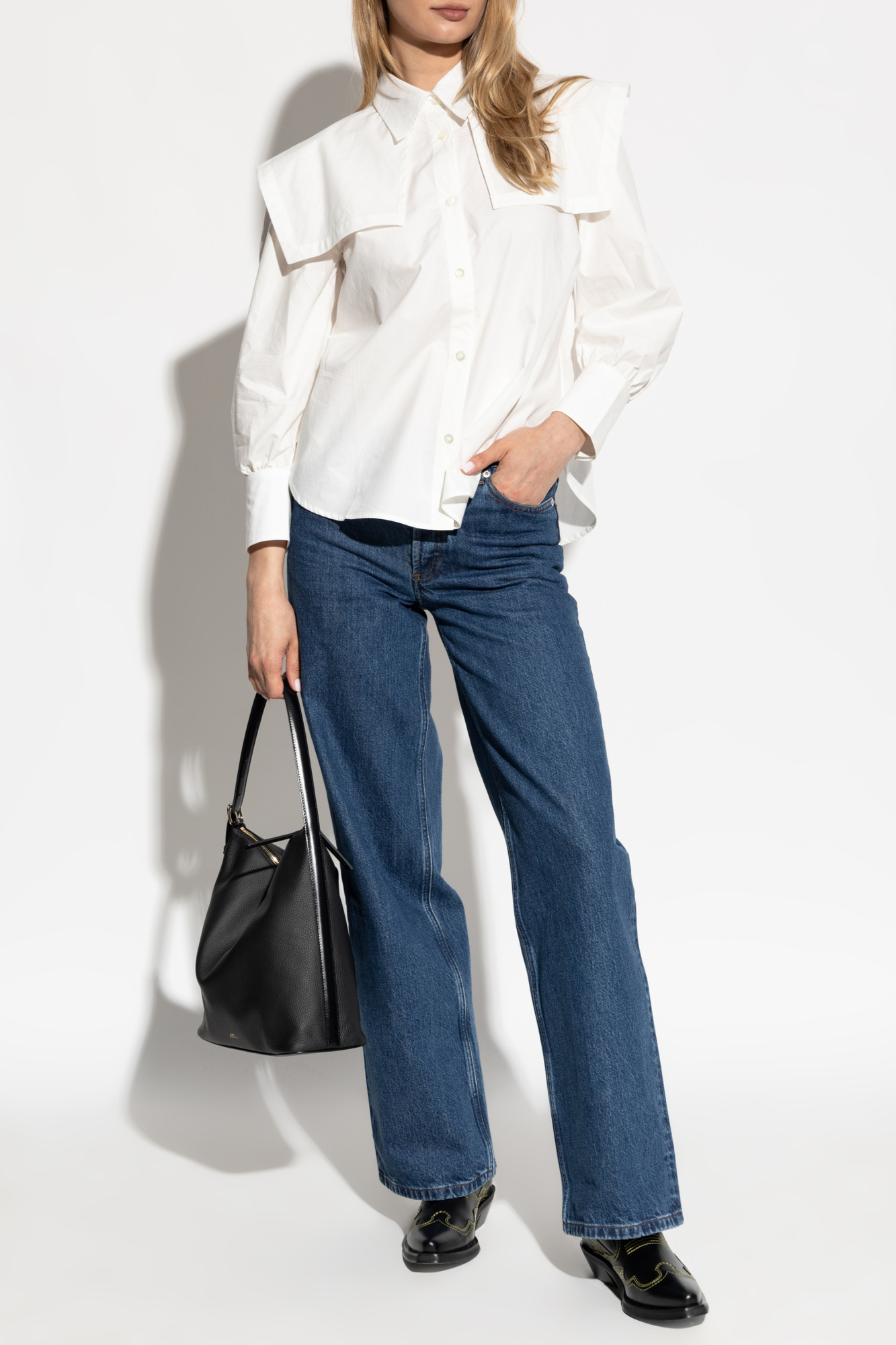 A.P.C. Shirt With Detachable Wide Collar, Women's, Cream