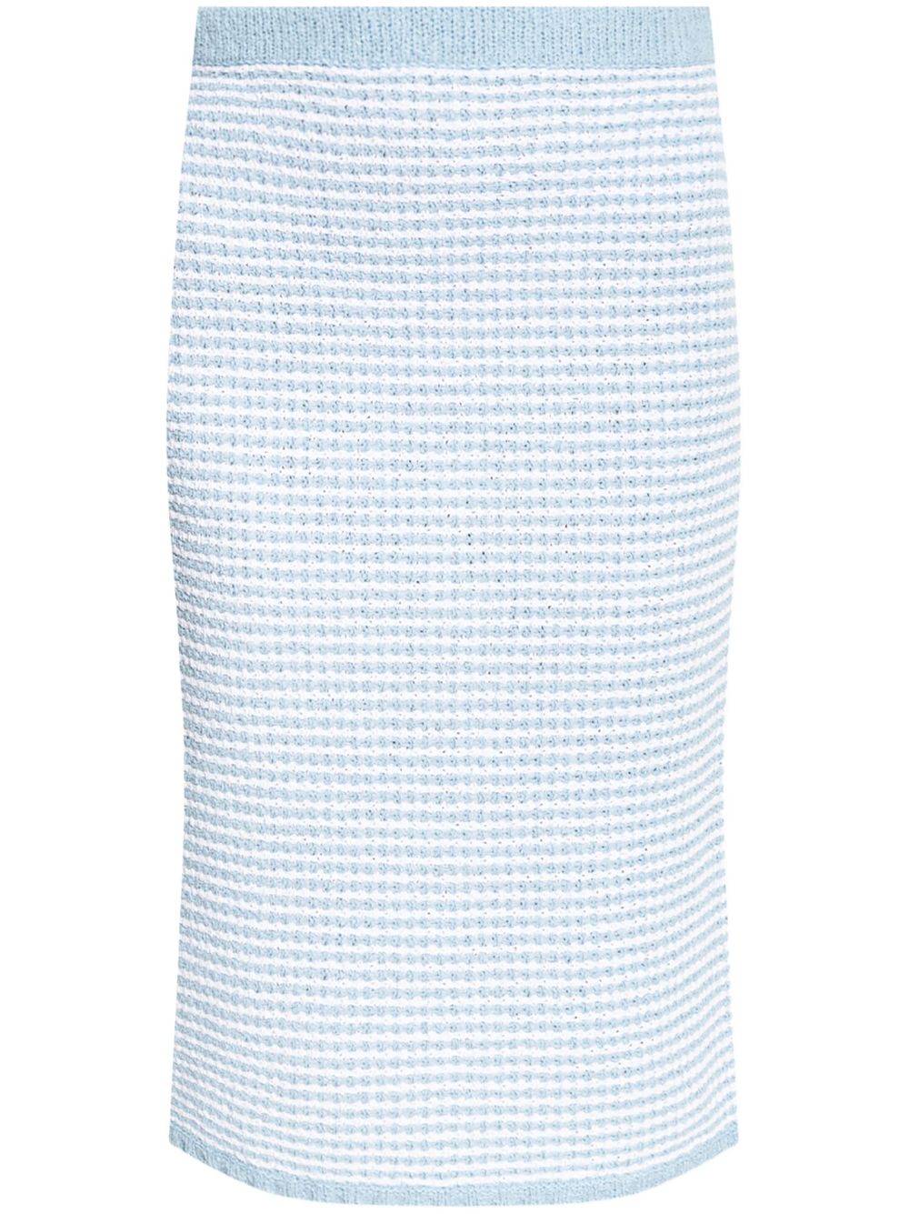 Cotton-blend striped skirt - Blue