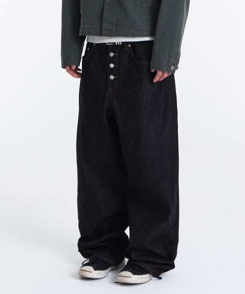 Midnight Raw Wide Denim Pants