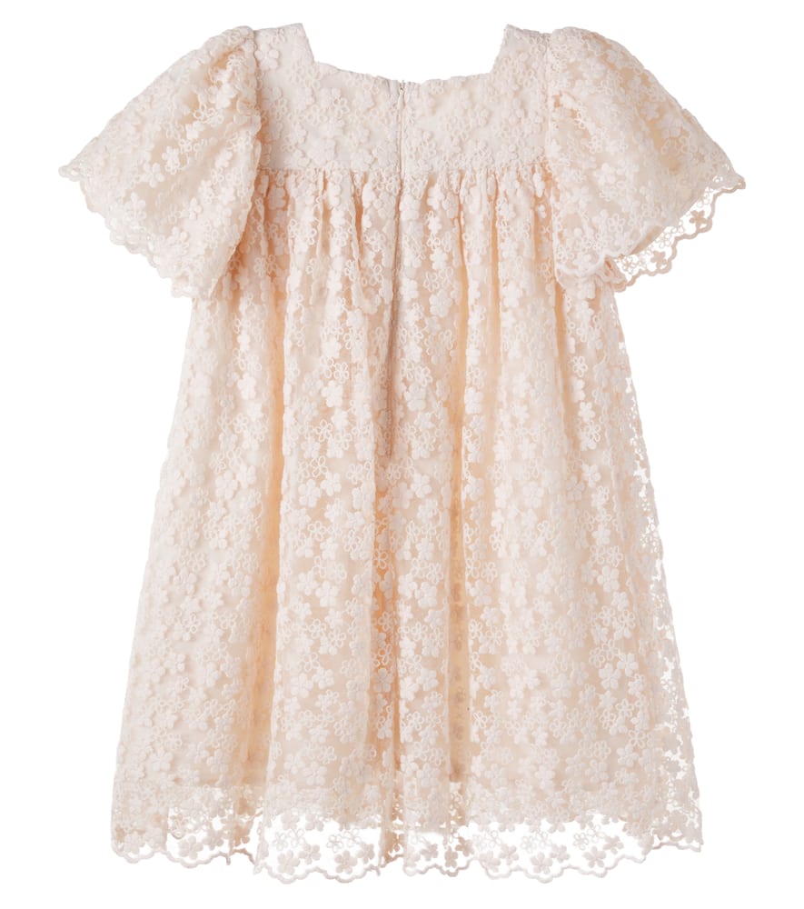 Embroidered floral tulle dress