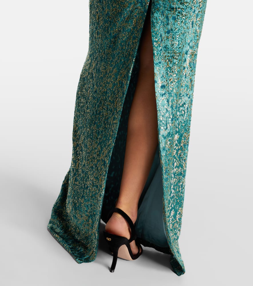 Yolanda off-shoulder brocade gown