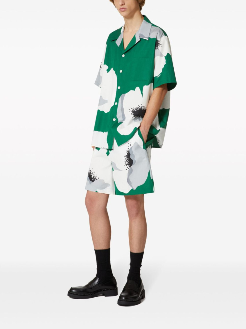 -Bermuda in cotone con stampa Valentino Flower Portrait-Uomo