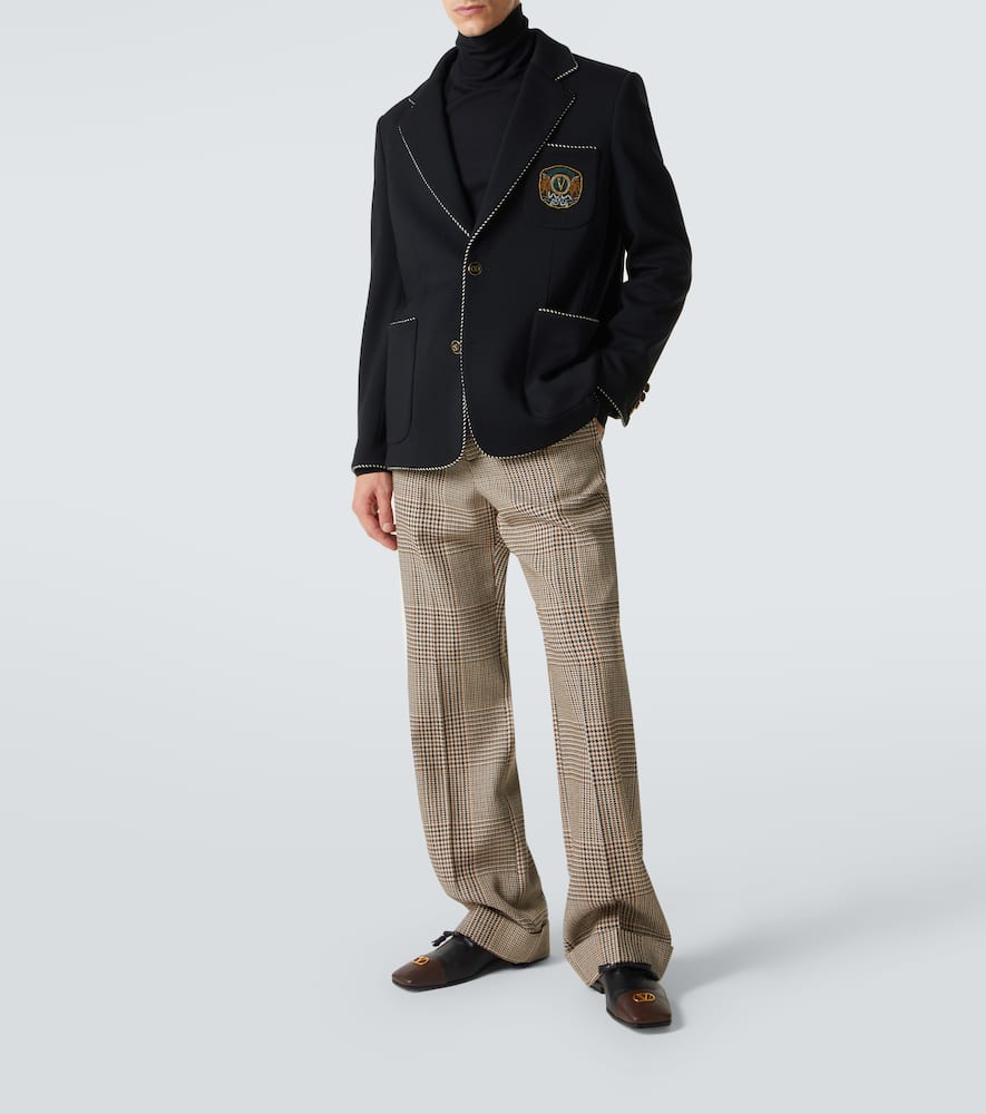 Embroidered virgin wool blazer