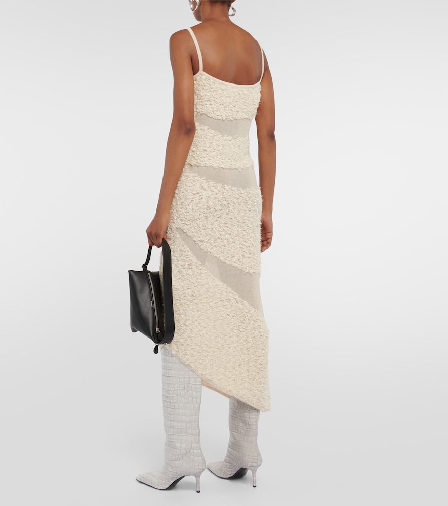 Paneled linen-blend gown