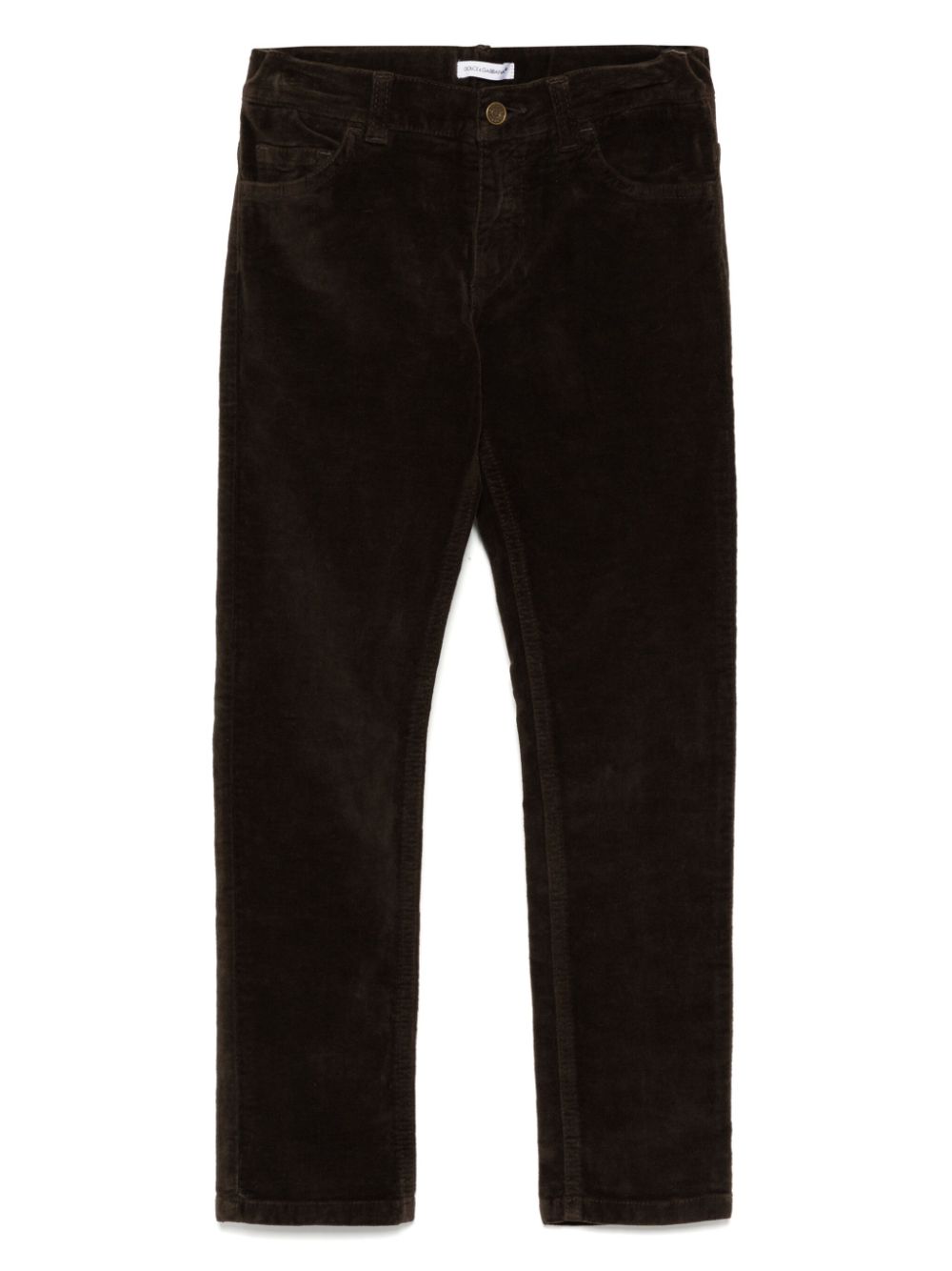 Logo patch skinny trousers - Brown