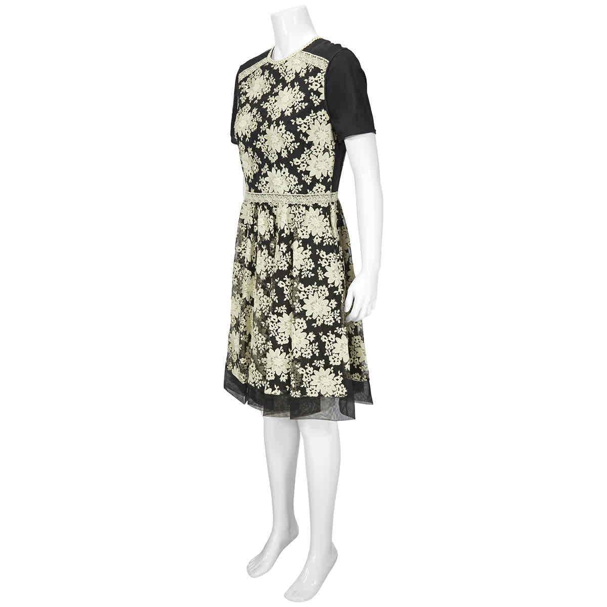 Floral-embroidered Lace Dress
