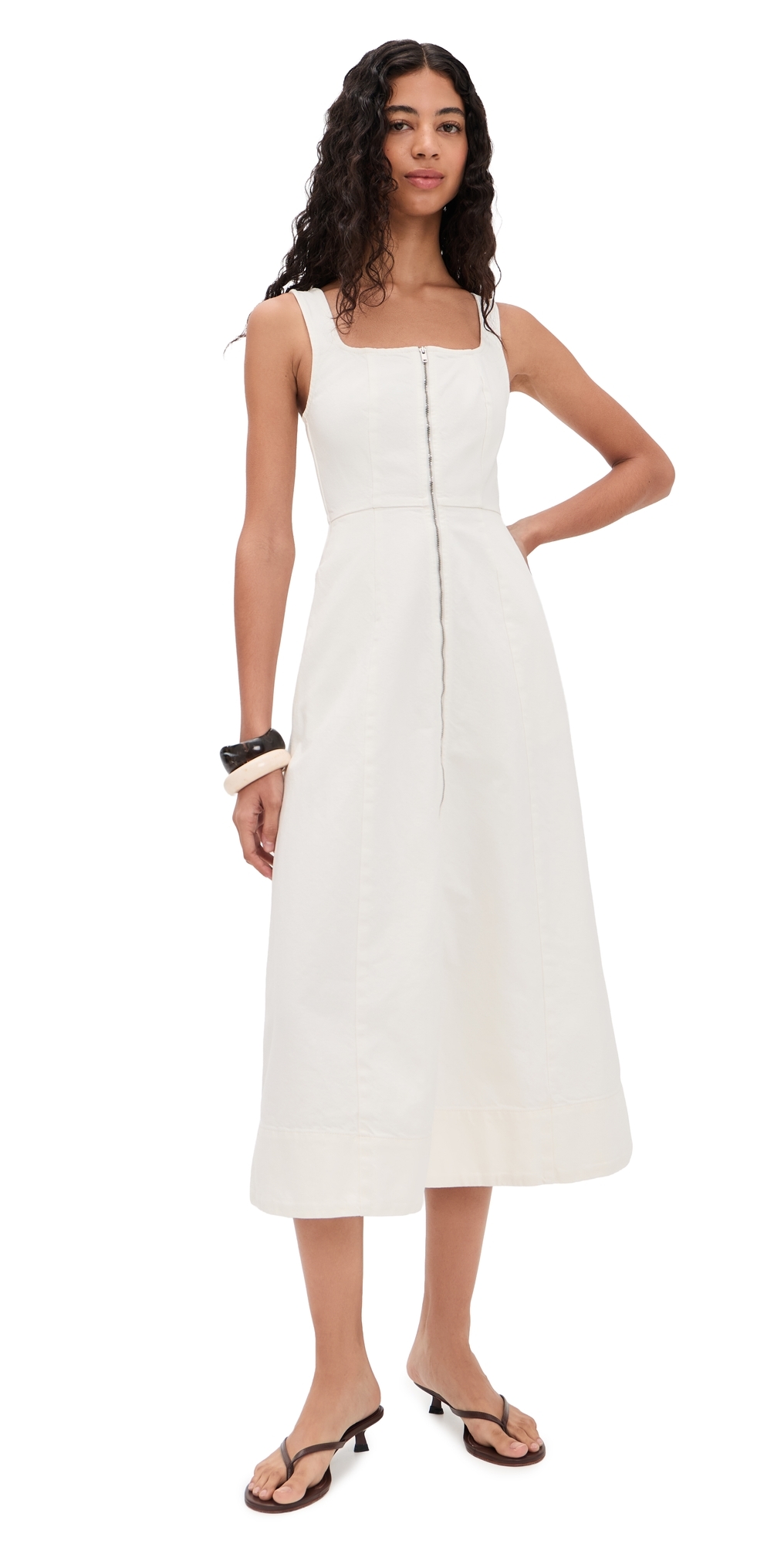 Paisley Denim Midi Dress Ecru